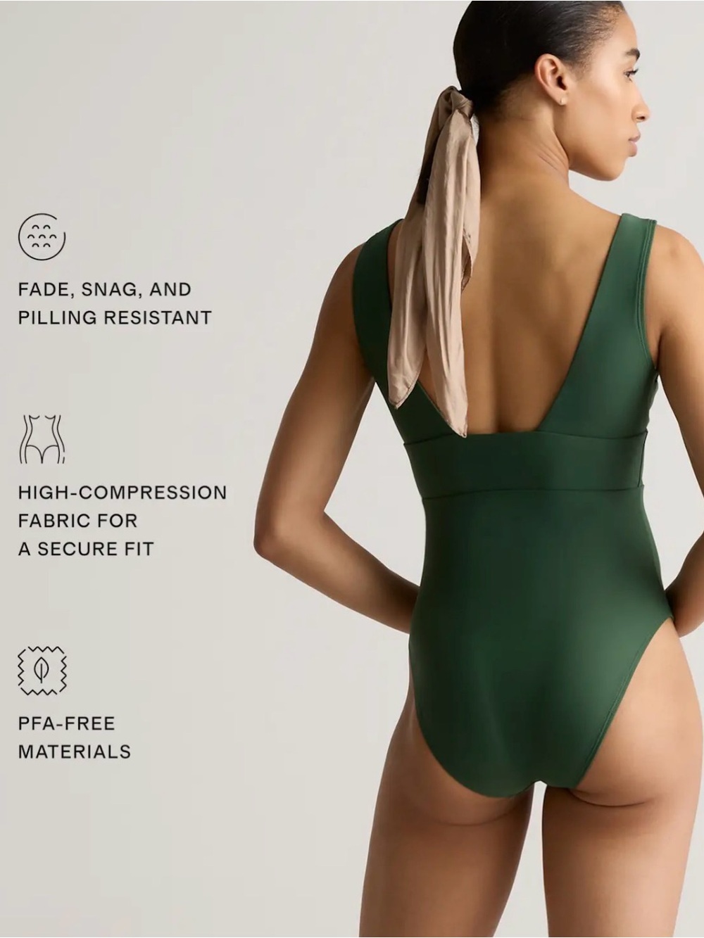 Quince Medium green V-Neck One-Piece. Bnwt - Picture 9 of 9